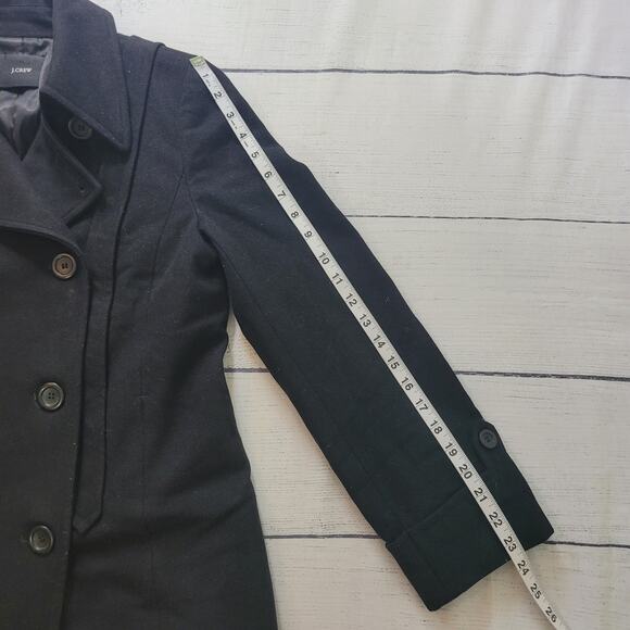 J. Crew Size est 6 Women's Black Double Breasted Short Length Gray Wool Pea Coat - Picture 8 of 10
